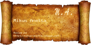 Mikus Anetta névjegykártya